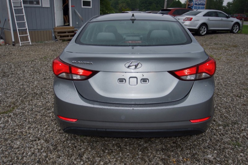 Silver Hyundai Elantra, rear view showing Elantra badge